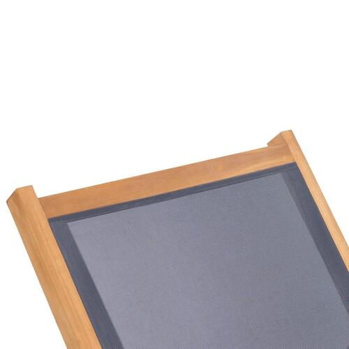 Foldbar liggestol med hjul massivt teak og textilene