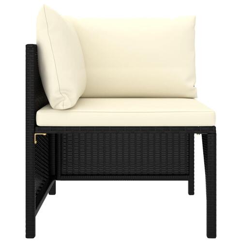 Hjørnesæde til sofa med hynder polyrattan sort