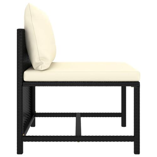 Midtersæde til sofa med hynder polyrattan sort