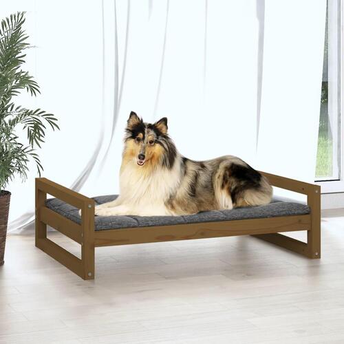 Hundeseng 95,5x65,5x28 cm massivt fyrretræ gyldenbrun