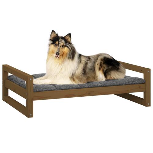 Hundeseng 95,5x65,5x28 cm massivt fyrretræ gyldenbrun