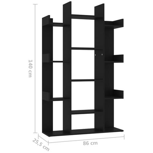 Bogreol 86x25,5x140 cm konstrueret træ sort