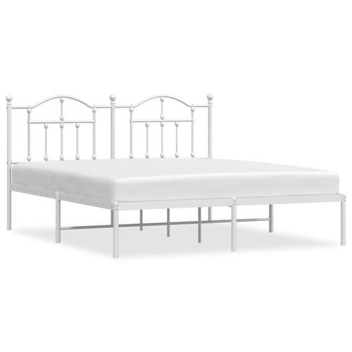 Sengeramme med sengegavl 180x200 cm metal hvid