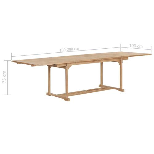 Forlængeligt havebord 180-280 x 100 x 75 cm massivt teaktræ