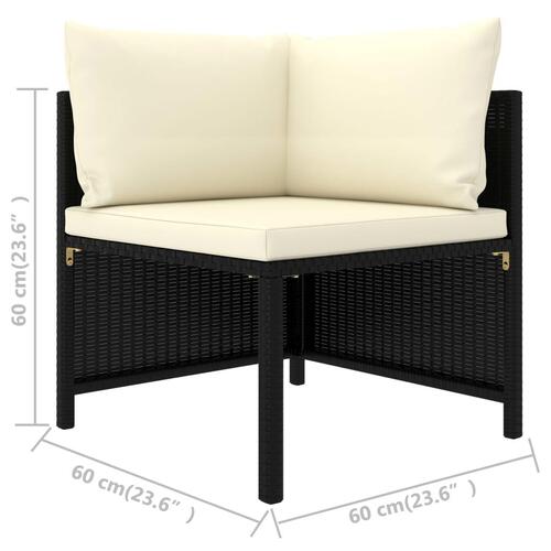 4-personers havesofa med hynder polyrattan sort