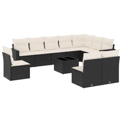 Sofasæt til haven 11 dele med hynder polyrattan sort