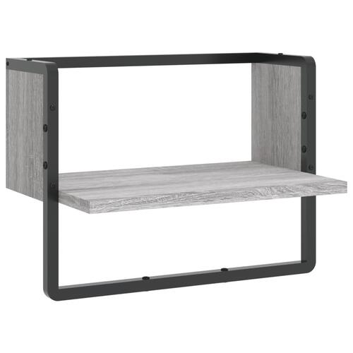 Væghylde med stang 40x25x30 cm grå sonoma-eg