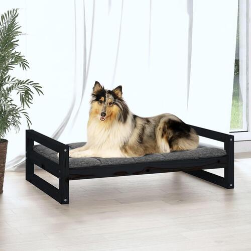 Hundeseng 95,5x65,5x28 cm massivt fyrretræ sort