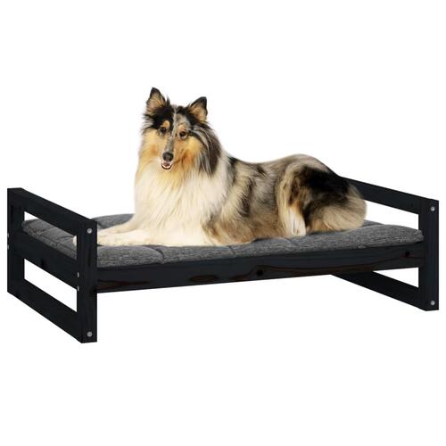 Hundeseng 95,5x65,5x28 cm massivt fyrretræ sort