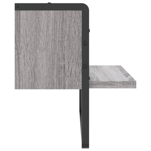 Væghylde med stang 40x25x30 cm grå sonoma-eg