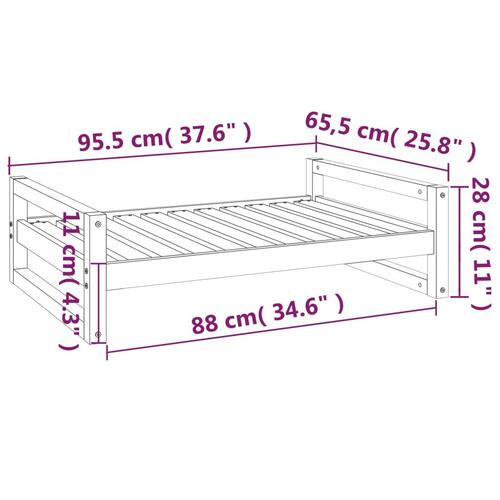 Hundeseng 95,5x65,5x28 cm massivt fyrretræ sort