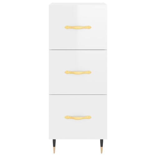 Skab 34,5x34x180 cm konstrueret træ hvid højglans