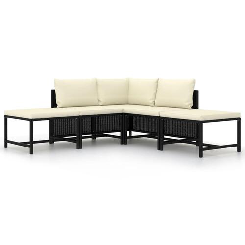 Sofasæt til haven 5 dele med hynder polyrattan sort
