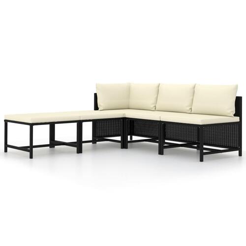 Sofasæt til haven 5 dele med hynder polyrattan sort