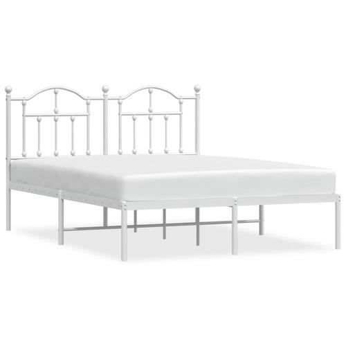 Sengeramme med sengegavl 140x190 cm metal hvid