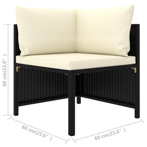Sofasæt til haven 5 dele med hynder polyrattan sort
