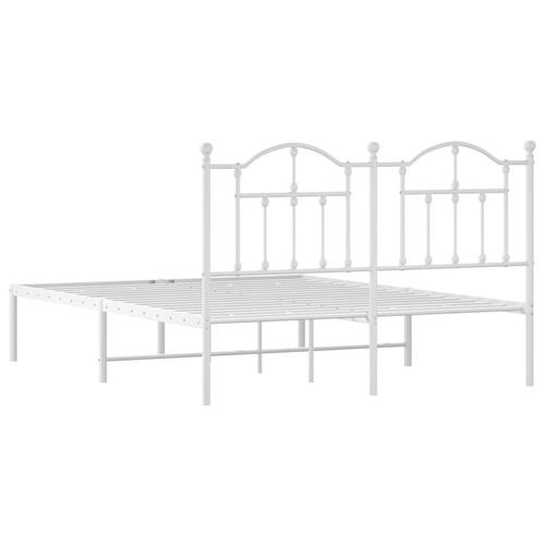 Sengeramme med sengegavl 140x190 cm metal hvid