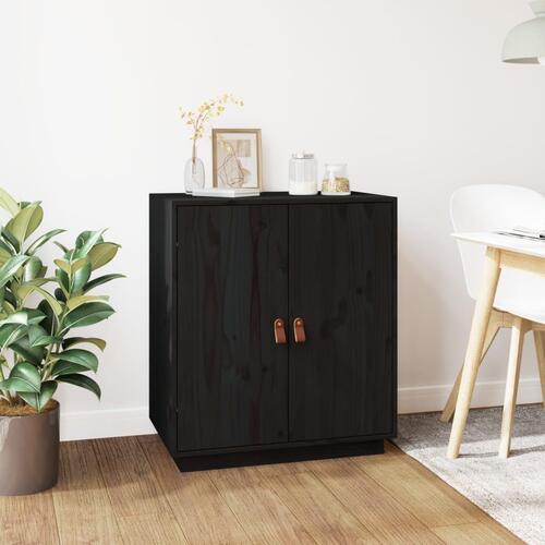 Skænk 65,5x40x75 cm massivt fyrretræ sort