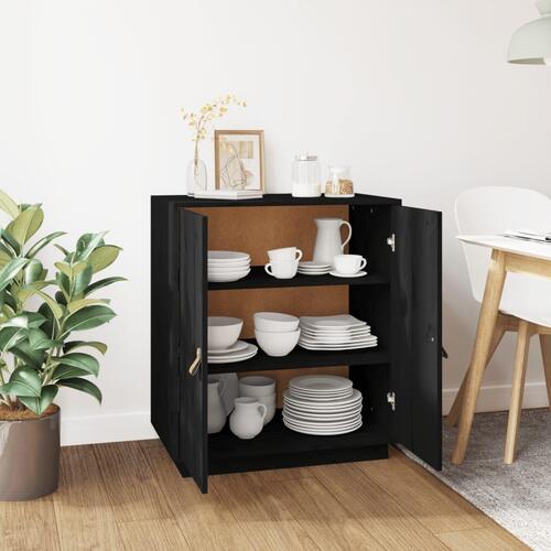 Skænk 65,5x40x75 cm massivt fyrretræ sort