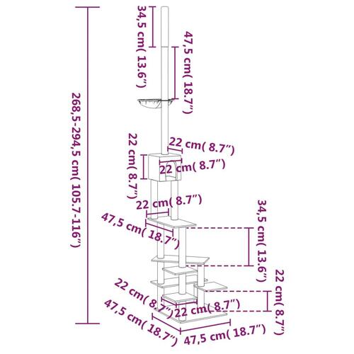 Kradsetræ fra gulv til loft 268,5-294,5 cm mørkegrå