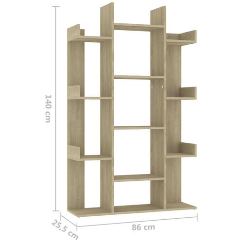 Bogreol 86x25,5x140 cm konstrueret træ sonoma-eg