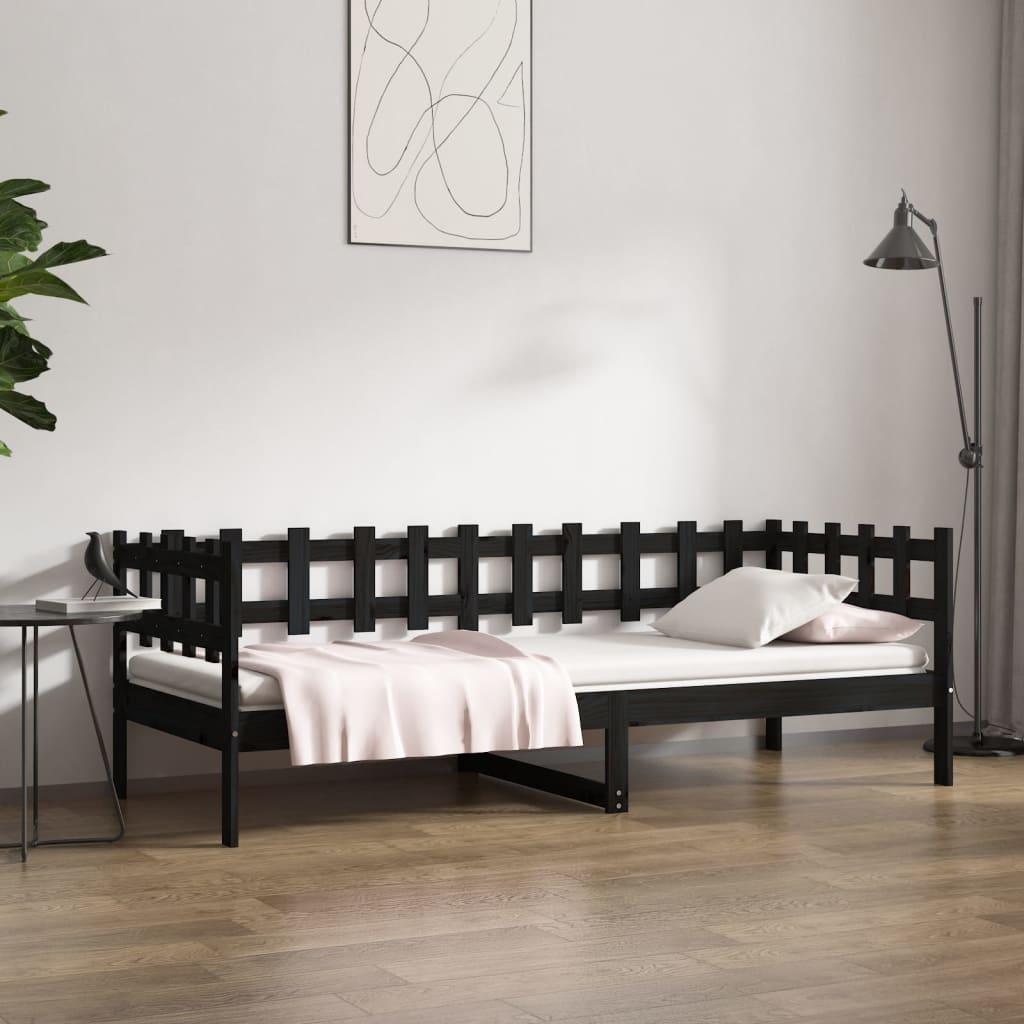 Daybed 80x200 cm massivt fyrretræ sort