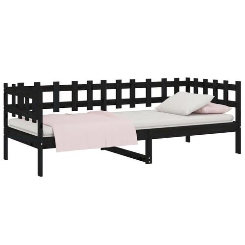 Daybed 80x200 cm massivt fyrretræ sort