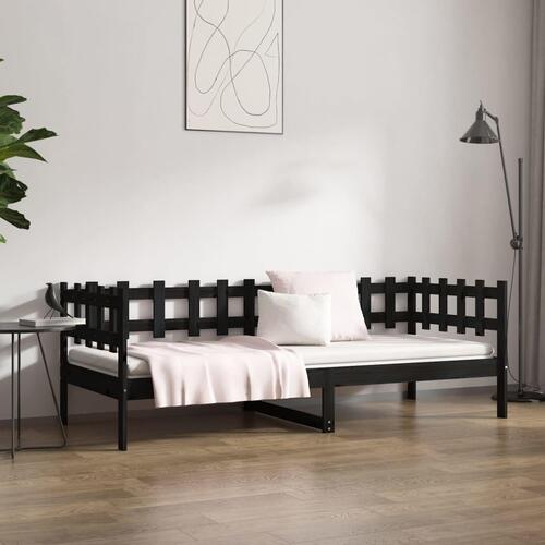 Daybed 80x200 cm massivt fyrretræ sort