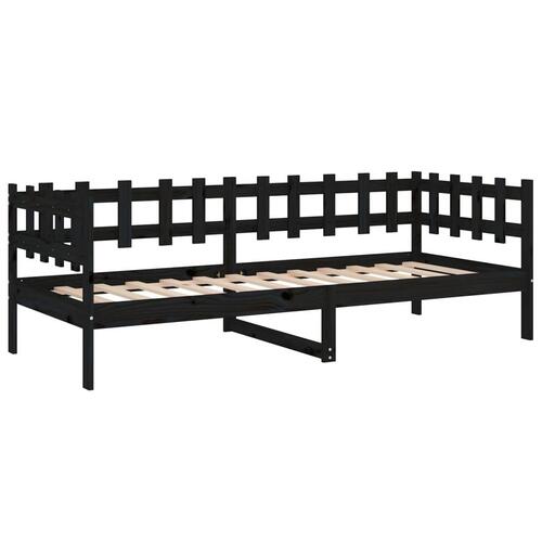 Daybed 80x200 cm massivt fyrretræ sort