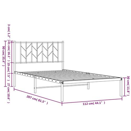 Sengeramme med sengegavl 107x203 cm metal sort