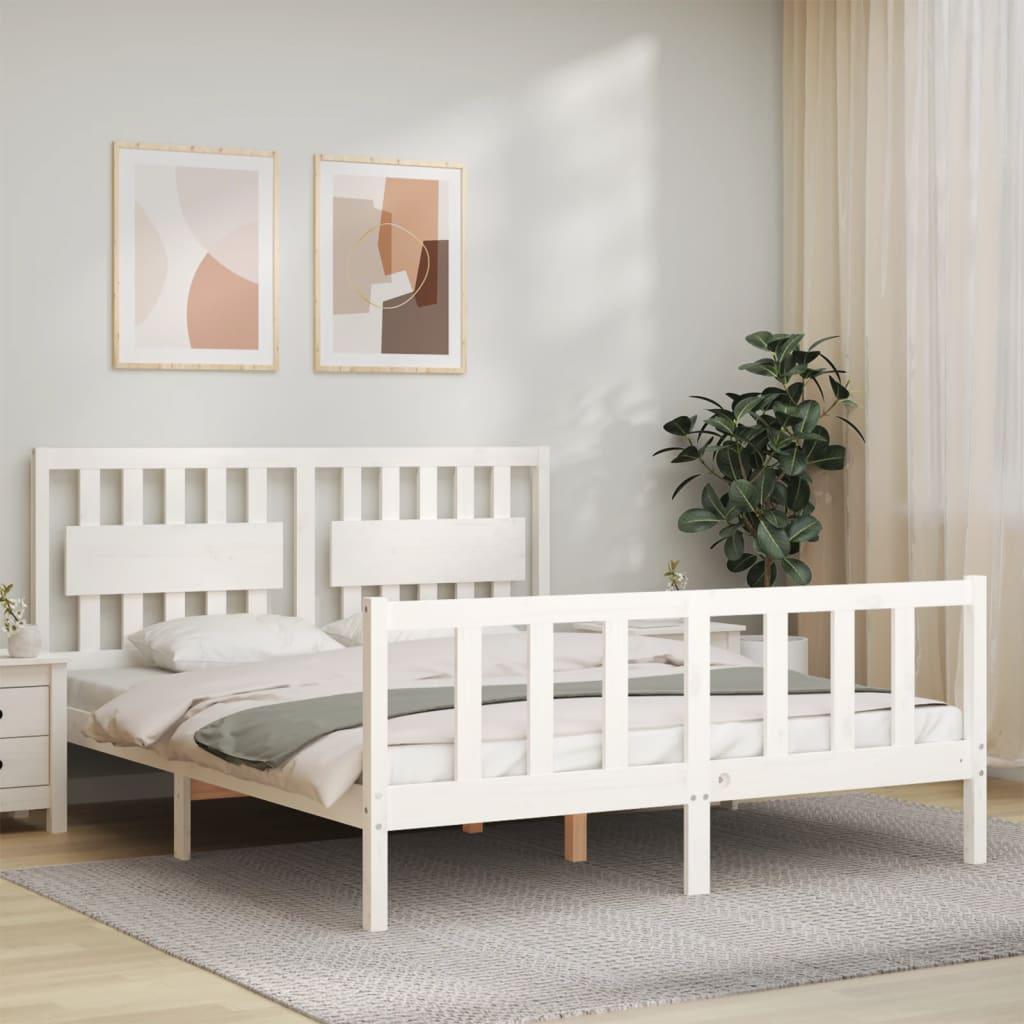 Sengeramme uden madras 160x200 cm massivt fyrretræ hvid