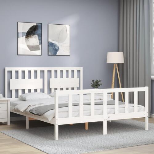 Sengeramme uden madras 160x200 cm massivt fyrretræ hvid