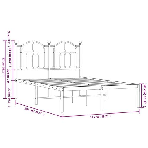 Sengeramme med sengegavl 120x200 cm metal hvid