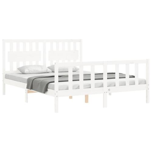 Sengeramme uden madras 160x200 cm massivt fyrretræ hvid
