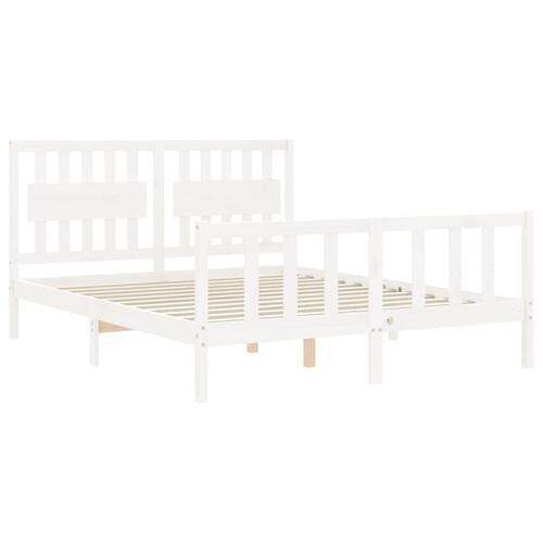 Sengeramme uden madras 160x200 cm massivt fyrretræ hvid