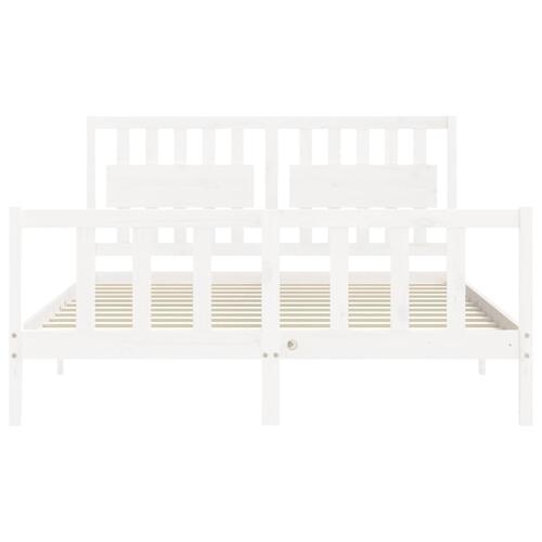 Sengeramme uden madras 160x200 cm massivt fyrretræ hvid