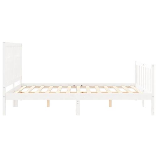 Sengeramme uden madras 160x200 cm massivt fyrretræ hvid