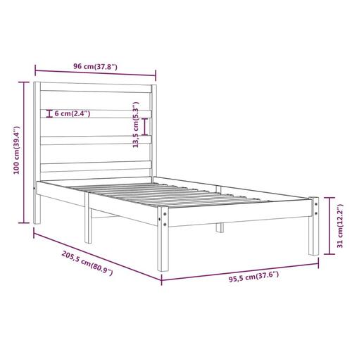 Sengeramme 90x200 cm massivt fyrretræ