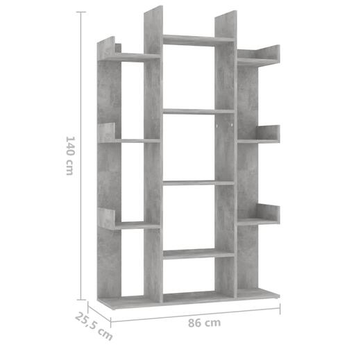 Bogreol 86x25,5x140 cm konstrueret træ betongrå