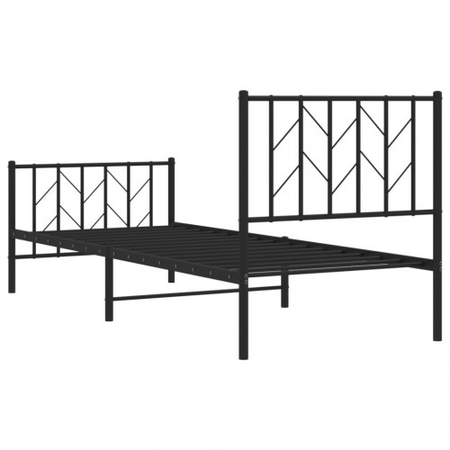 Sengeramme med sengegavl og fodgærde 80x200 cm metal sort