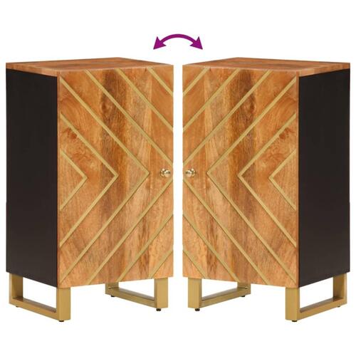 Kommode 40x33,5x75 cm massivt mangotræ brun og sort
