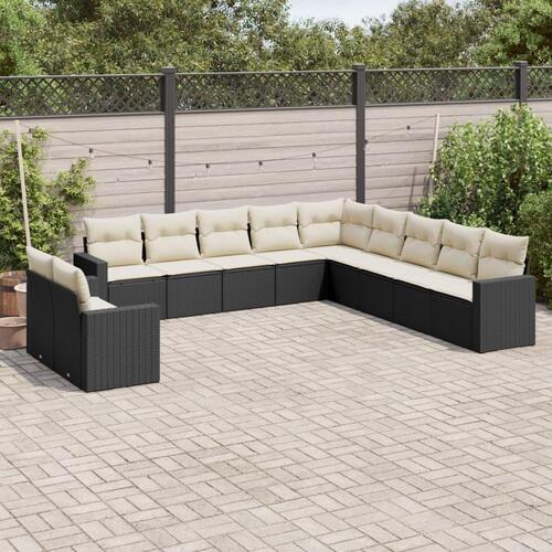 Sofasæt til haven 11 dele med hynder polyrattan sort