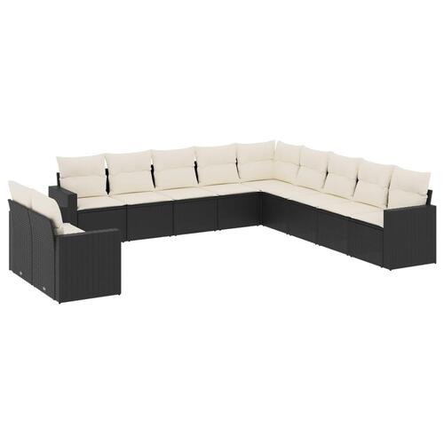 Sofasæt til haven 11 dele med hynder polyrattan sort