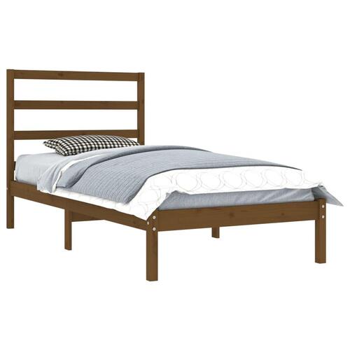 Sengeramme 100x200 cm massivt fyrretræ gyldenbrun