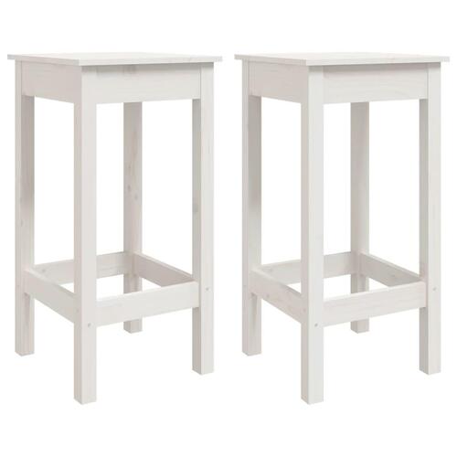 Barstole 2 stk. 40x40x78 cm massivt fyrretræ hvid