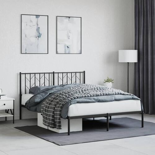 Sengeramme med sengegavl 140x200 cm metal sort