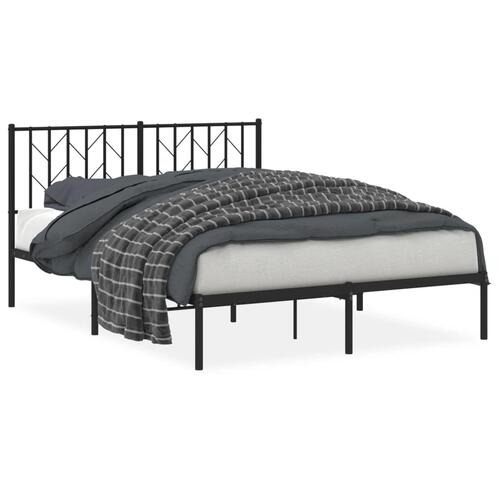 Sengeramme med sengegavl 140x200 cm metal sort