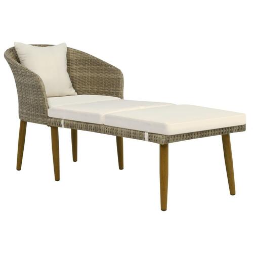Udendørs chaiselong i polyrattan grå/beige
