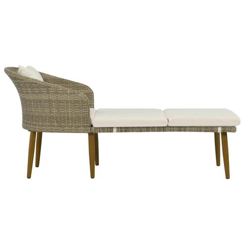 Udendørs chaiselong i polyrattan grå/beige