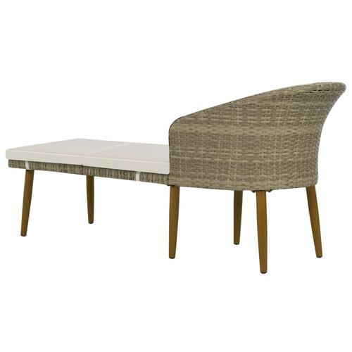 Udendørs chaiselong i polyrattan grå/beige